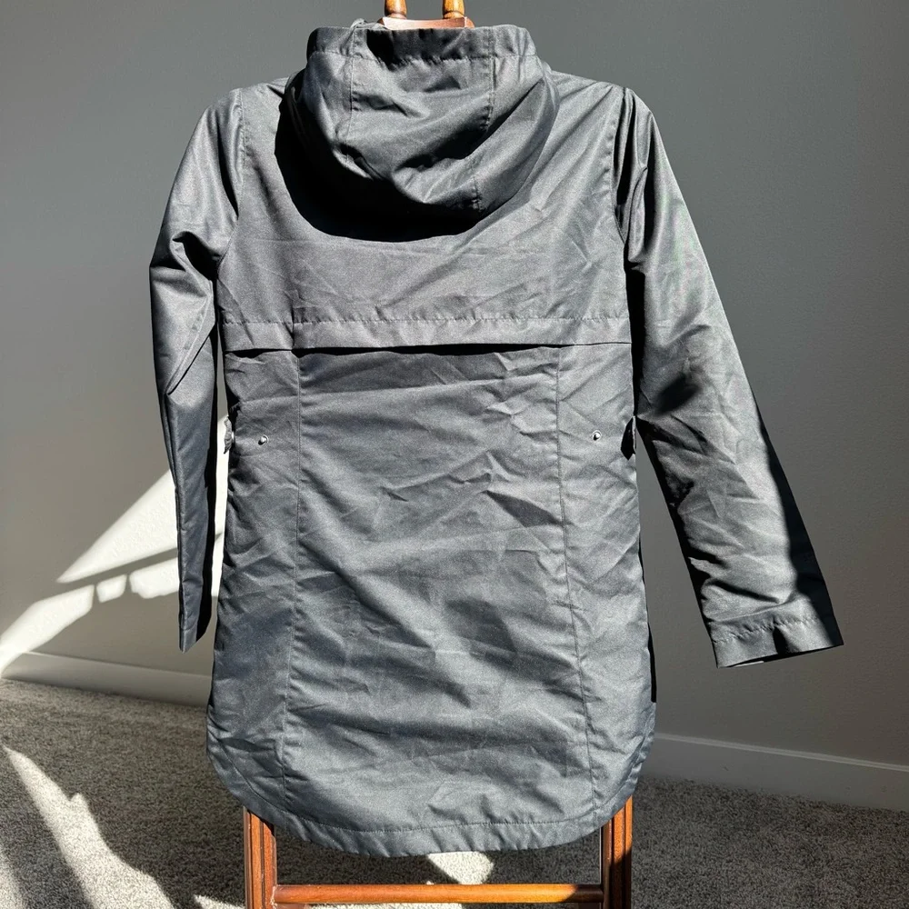 Avalanche Women’s Hooded Rain Jacket Black Lightweight Outdoor Hiking Coat Sz S